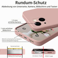HGH silikónový kryt na iPhone 13 s remienkom na krk, ružový, s výstelkou z mikrovlákna, odolný voči poškriabaniu, tenká ochrana celého telefónu, 6,1 palca 3