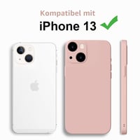 HGH silikónový kryt na iPhone 13 s remienkom na krk, ružový, s výstelkou z mikrovlákna, odolný voči poškriabaniu, tenká ochrana celého telefónu, 6,1 palca 2