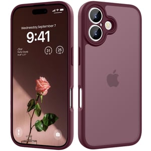 Husă HGH pentru iPhone 16 Plus, carcasă de protecție de culoare roșu închis