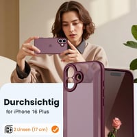 Husă HGH pentru iPhone 16 Plus, carcasă de protecție de culoare roșu închis 2