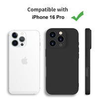 Silikónový kryt HGH pre iPhone 16 Pro s remienkom na krk, tenká celoplošná ochrana s podšívkou z mikrovlákna, ochranné puzdro odolné proti poškriabaniu, 6,3 palca, čierny 2