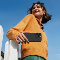 Silikónový kryt HGH pre iPhone 16 Pro s remienkom na krk, tenká celoplošná ochrana s podšívkou z mikrovlákna, ochranné puzdro odolné proti poškriabaniu, 6,3 palca, čierny 6