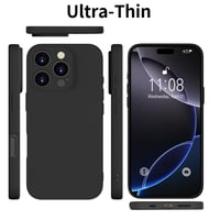 Silikónový kryt HGH pre iPhone 16 Pro s remienkom na krk, tenká celoplošná ochrana s podšívkou z mikrovlákna, ochranné puzdro odolné proti poškriabaniu, 6,3 palca, čierny 7