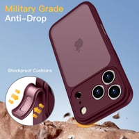 HGH iPhone 17 Pro ütésálló tok teljes kameravédelemmel, matt áttetsző hátlap - sötétvörös 5