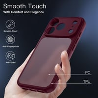 HGH iPhone 17 Pro ütésálló tok teljes kameravédelemmel, matt áttetsző hátlap - sötétvörös 4