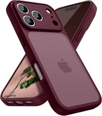 HGH iPhone 17 Pro ütésálló tok teljes kameravédelemmel, matt áttetsző hátlap - sötétvörös 8