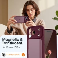 HGH iPhone 17 Pro ütésálló tok teljes kameravédelemmel, matt áttetsző hátlap - sötétvörös 2