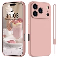 Silikónový kryt HGH pre iPhone 17 Pro Max s popruhom na krk – ružový 1