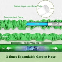 HGLCM Bővíthető Kerti Locsolótömlő 8-Funkciós Szórópisztollyal - 15m Zöld Flexibilis Magic Hose, Szivárgásmentes, Könnyű Tárolás 3