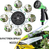 HGLCM Bővíthető Kerti Locsolótömlő 8-Funkciós Szórópisztollyal - 15m Zöld Flexibilis Magic Hose, Szivárgásmentes, Könnyű Tárolás 8