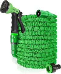HGLCM Bővíthető Kerti Locsolótömlő 8-Funkciós Szórópisztollyal - 15m Zöld Flexibilis Magic Hose, Szivárgásmentes, Könnyű Tárolás 1