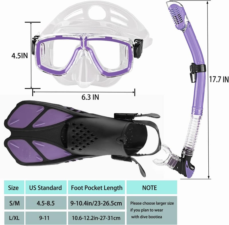 HH HHAO SPORT Felnőtt Búvárszett - Edzett Üveg Búvármaszk, Száraz Légzőcső, Úszólábak és Hordtáska - Unisex Snorkel Készlet 36-41 Méret

AI:
