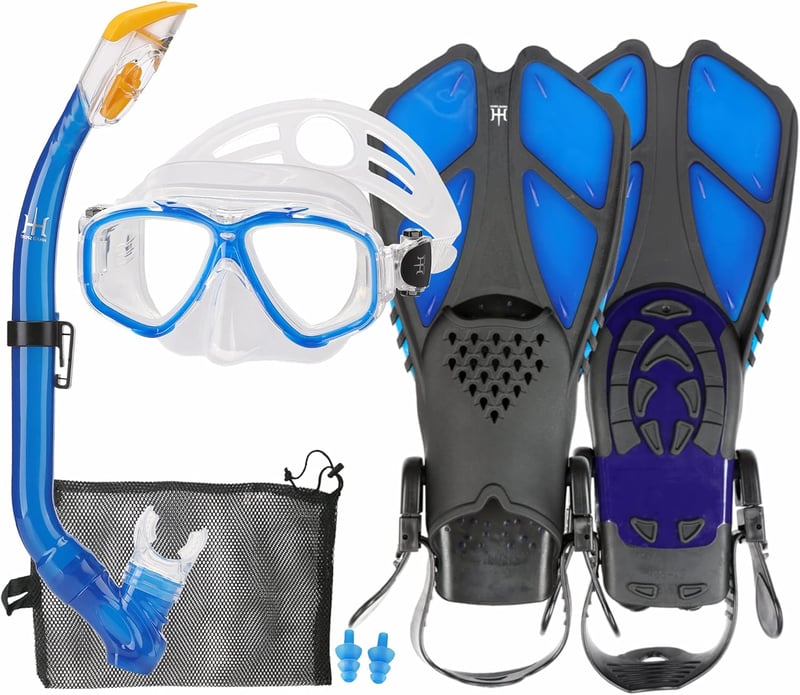HH HHAO SPORT gyerek snorkel szett 180° panoráma búvármaszk és úszóuszony