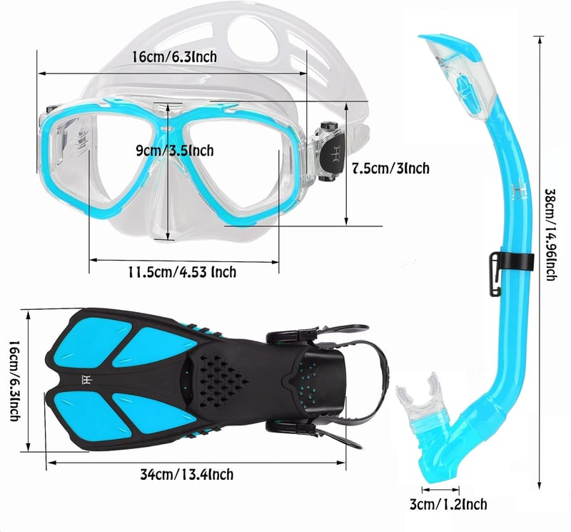 HH HHAO SPORT gyerek snorkel szett 180° panoráma búvármaszk és úszóuszony