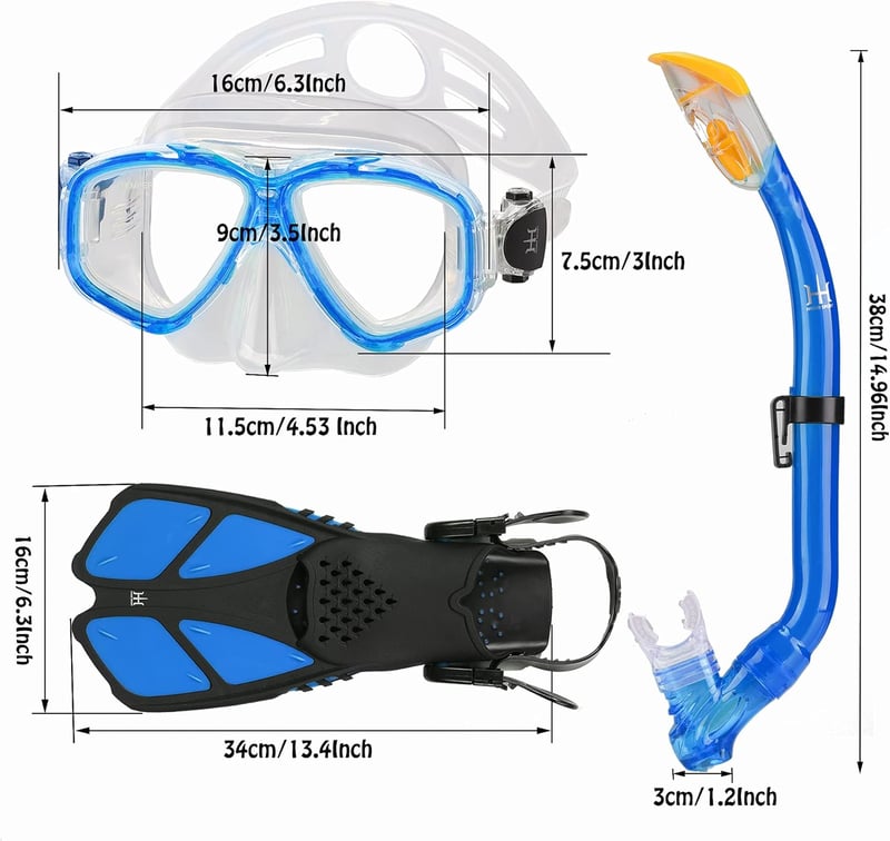 HH HHAO SPORT gyerek snorkel szett 180° panoráma búvármaszk és úszóuszony
