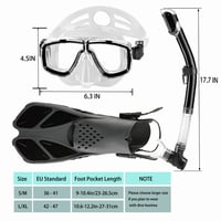 Šnorchlovacia súprava HH HHAO SPORT pre dospelých s plutvami, cestovná potápačská súprava, krátke nastaviteľné plutvy, potápačská maska a šnorchel s technológiou Dry Top, vrátane tašky 8