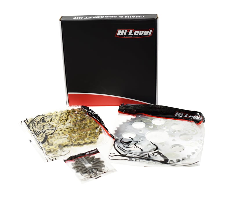 Hi Level lánc és lánckerék szett Honda XL125V 2001-2011 520H-110 520-as osztás 110 láncszem arany lánc 14 fogú első 44 fogú hátsó lánckerék