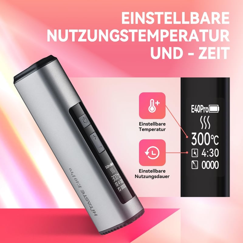 HI TASTE E40 Pro Dohányhevítő IQOS Iluma Terea Kompatibilis, 3200 mAh Akkumulátor, Szárító Funkció, OLED Kijelző, Fém Fekete Dizájn