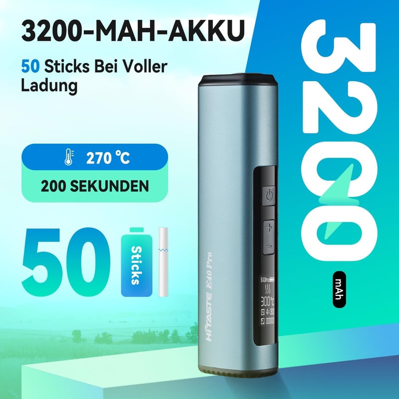 HI TASTE E40 Pro Dohányhevítő IQOS Iluma Terea Kompatibilis, 3200 mAh Akkumulátor, Szárító Funkció, OLED Kijelző, Fém Fekete Dizájn