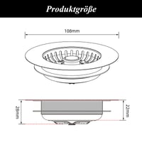Hibbent 3 v 1 nerezové sitko a zátka do drezu, odolné voči upchávaniu a zápachu, univerzálne, pre drezy s hĺbkou viac ako 28 mm 6