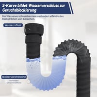 Hibbent rugalmas lefolyócső acélhuzal erősítéssel és szifon csapdával - fekete 4