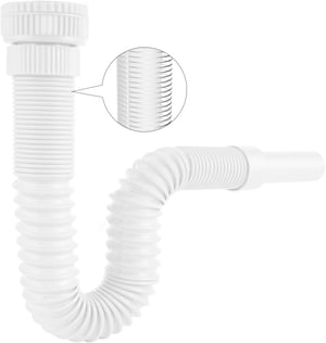 Flexibilná odpadová hadica Hibbent s oceľovou výstužou, G1 1/4" a G1 1/2", biela