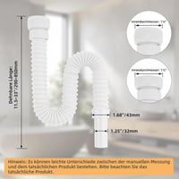 Hibbent Rugalmas Lefolyócső Acélhuzal Erősítéssel, G1 1/4" és G1 1/2" Csatlakozáshoz, Szagcsapda Konyha és Fürdőszoba 6