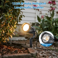 HIBOITEC 12W vonkajšie záhradné bodové svietidlo, 4 ks vodotesných LED svetiel s bodcom do zeme a 1,5 m káblom, 2700K teplá biela, záhradné osvetlenie pre dvor, chodník a terasu 3