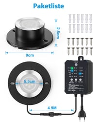 HIBOITEC RGB osvetlenie do jazierka, 3W LED podvodné svetlo s nízkonapäťovým transformátorom, časovačom a fotobunkou, vodotesnosť IP68, pre záhradné jazierka 5