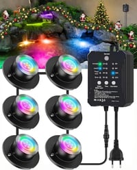 HIBOITEC RGB osvetlenie do jazierka, 3W LED podvodné svetlo s nízkonapäťovým transformátorom, časovačom a fotobunkou, vodotesnosť IP68, pre záhradné jazierka 1