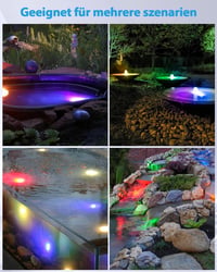 HIBOITEC RGB osvetlenie do jazierka, 3W LED podvodné svetlo s nízkonapäťovým transformátorom, časovačom a fotobunkou, vodotesnosť IP68, pre záhradné jazierka 7