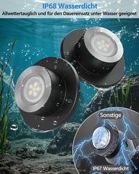 HIBOITEC RGB osvetlenie do jazierka, 3W LED podvodné svetlo s nízkonapäťovým transformátorom, časovačom a fotobunkou, vodotesnosť IP68, pre záhradné jazierka 2