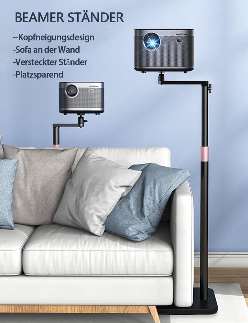 HIBORI 360° Forgó Projektor Állvány Állítható Magassággal L-alakú Rejtett Talp