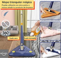 HICAREL 360-stupňový trojuholníkový mop na dlaždice a steny, otočný mop na podlahy a steny so 6 náhradnými hlavicami 5