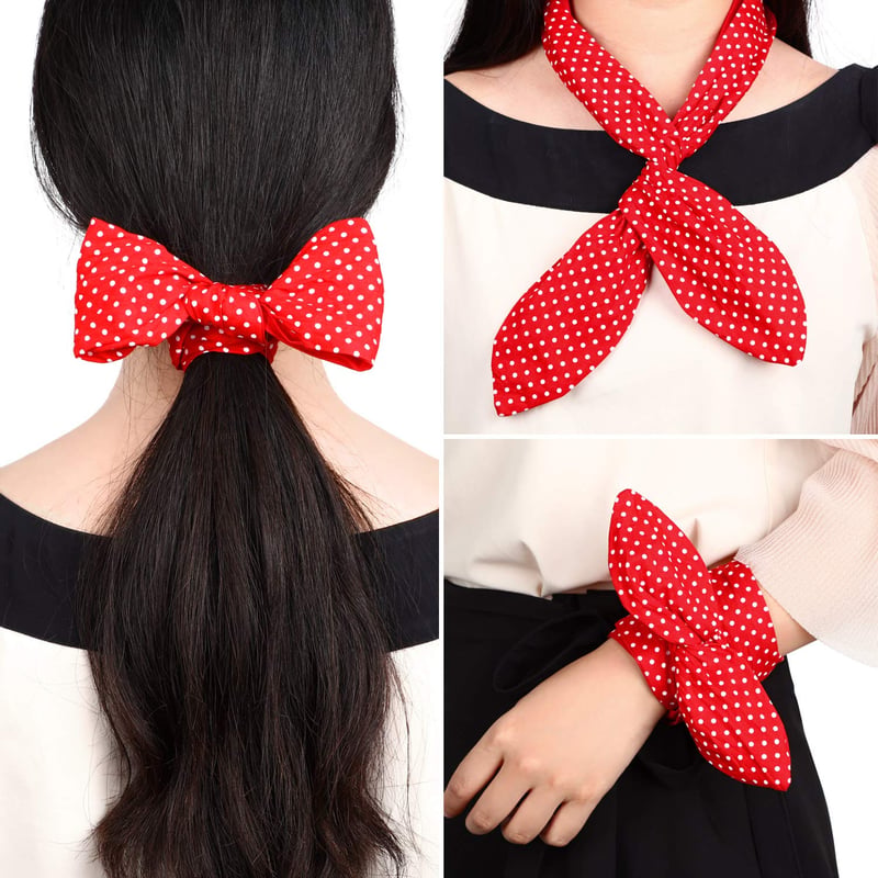 HICARER Piros Fehér Pöttyös Bandana Fejkendő Retro Hajdísz Nőknek és Lányoknak