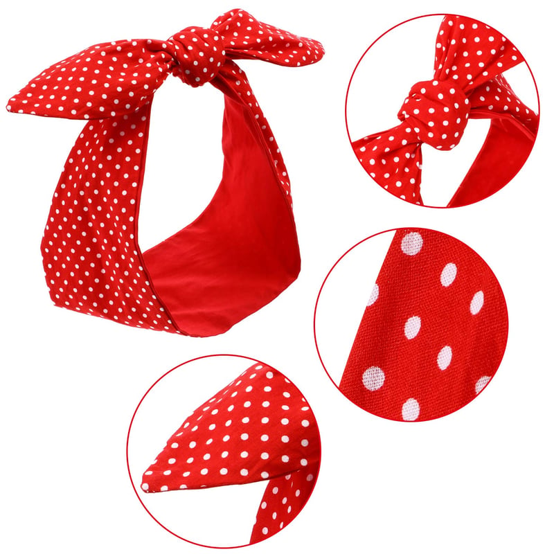 HICARER Piros Fehér Pöttyös Bandana Fejkendő Retro Hajdísz Nőknek és Lányoknak