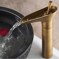 Hiendure Antik Bronz Mosdó Csaptelep - Vízesés Kifolyású Fürdőszobai Csap Sárgarézből, Egykaros Kezelés, Könnyű Szerelés 2