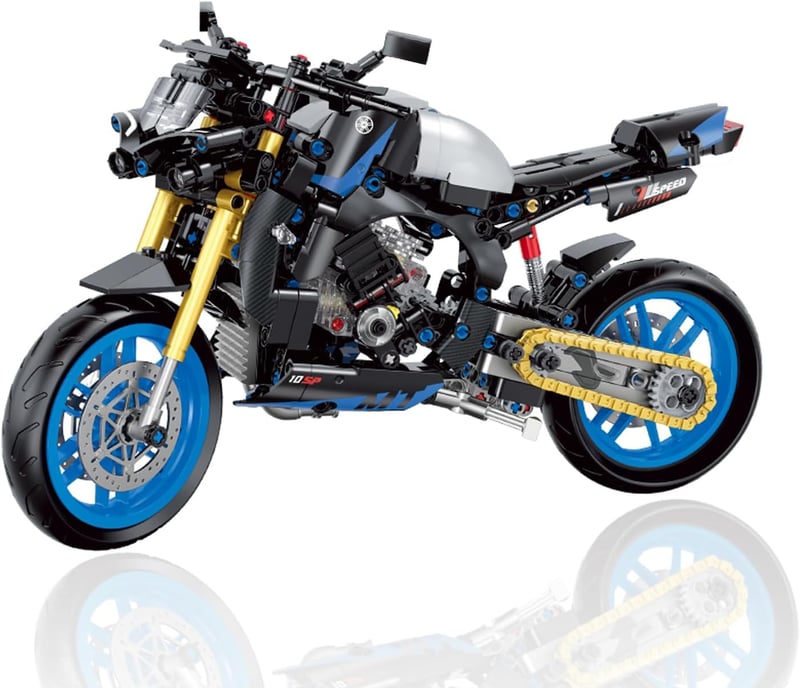 HIGH GODO Technik Motorkerékpár Építőkészlet, 638 Darabos, 1:8 Méretarányú Modell, Kék TM40 Motor, Ajándék 6-12+ Éves Fiúknak és Felnőttekne
