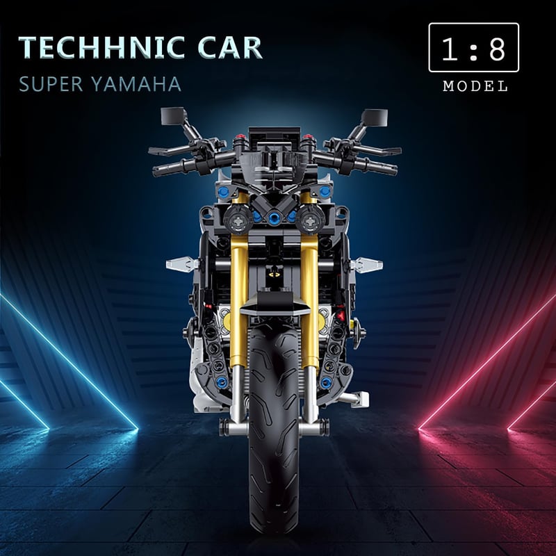 HIGH GODO Technik Motorkerékpár Építőkészlet, 638 Darabos, 1:8 Méretarányú Modell, Kék TM40 Motor, Ajándék 6-12+ Éves Fiúknak és Felnőttekne