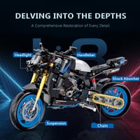 HIGH GODO Technik Motorkerékpár Építőkészlet, 638 Darabos, 1:8 Méretarányú Modell, Kék TM40 Motor, Ajándék 6-12+ Éves Fiúknak és Felnőttekne 5