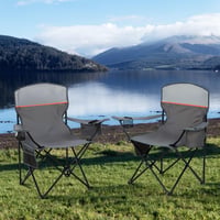 Scaun de camping pliabil HIGH POINT SPORTS, 2 bucăți, albastru, capacitate 102 kg, cu suport pentru pahar și cotiere, scaun pentru pescuit și activități în aer liber 2