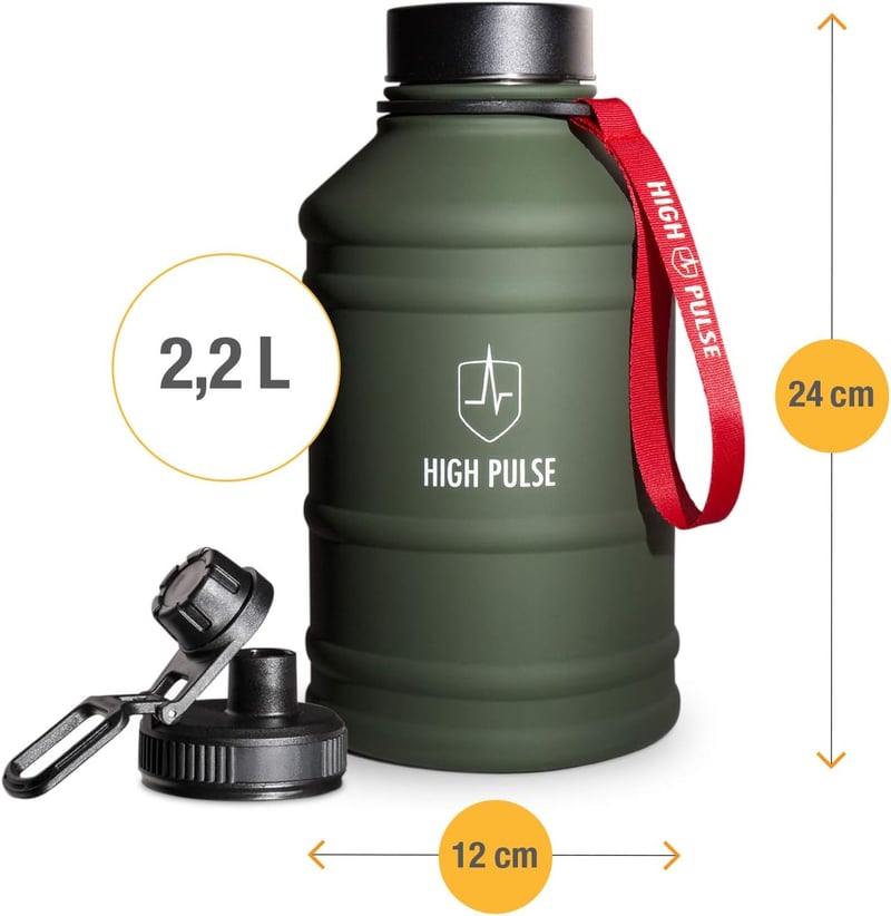 High Pulse 2.2L szivárgásmentes sportkulacs BPA-mentes szénezett vízhez