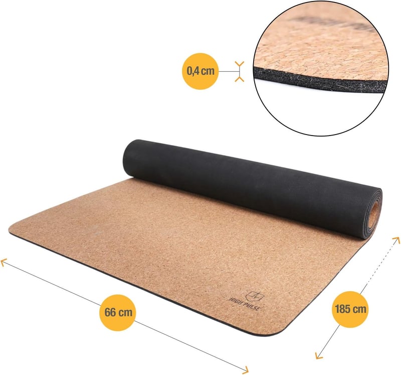 High Pulse Yoga Mat Parafából és Gummiból, Természetes, Csúszásmentes Edzőszőnyeg Jógához és Pilateshez