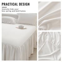 Cuvertură de pat Highdi 140x200 cm, Volan elastic din bumbac alb, cu lungimea de 40 cm, rezistentă la șifonare și decolorare 2