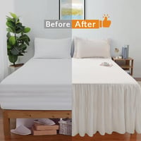 Cuvertură de pat Highdi 140x200 cm, Volan elastic din bumbac alb, cu lungimea de 40 cm, rezistentă la șifonare și decolorare 3