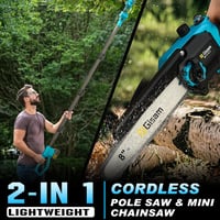 Highsam 2in1 Mini Láncfűrész Teleszkópos Lábbal, 2600W, 8" + 4000mAh Akkumulátor 5