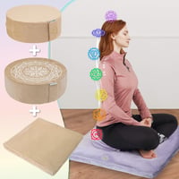 Hihealer Meditációs Párna Bársony Huzattal és Memory Foam-mal - Kényelmes Jóga Ülőpárna Hajdinahéj Töltettel, Narancs, 40x40x13 cm 7