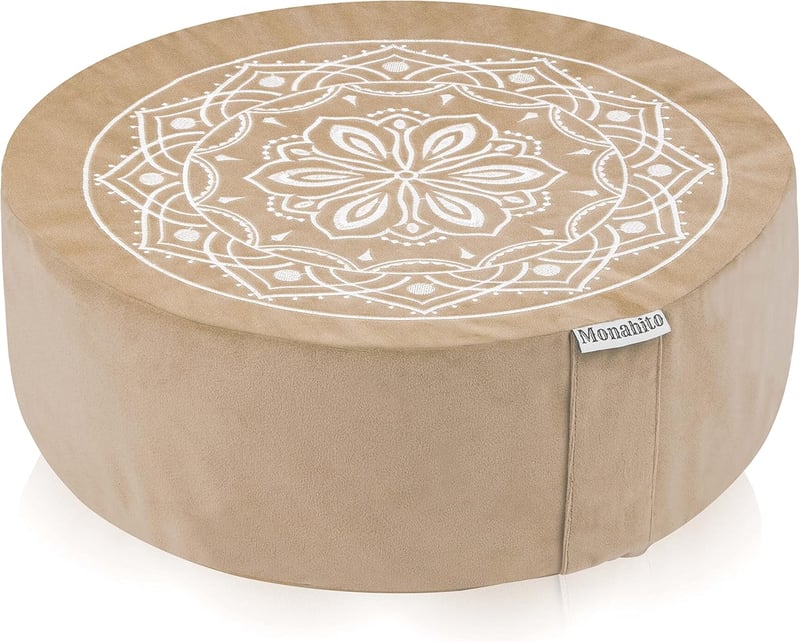 Hihealer Meditációs Párna Bársony Huzattal és Memory Foam-mal - Kényelmes Jóga Ülőpárna Hajdinahéj Töltettel, Narancs, 40x40x13 cm