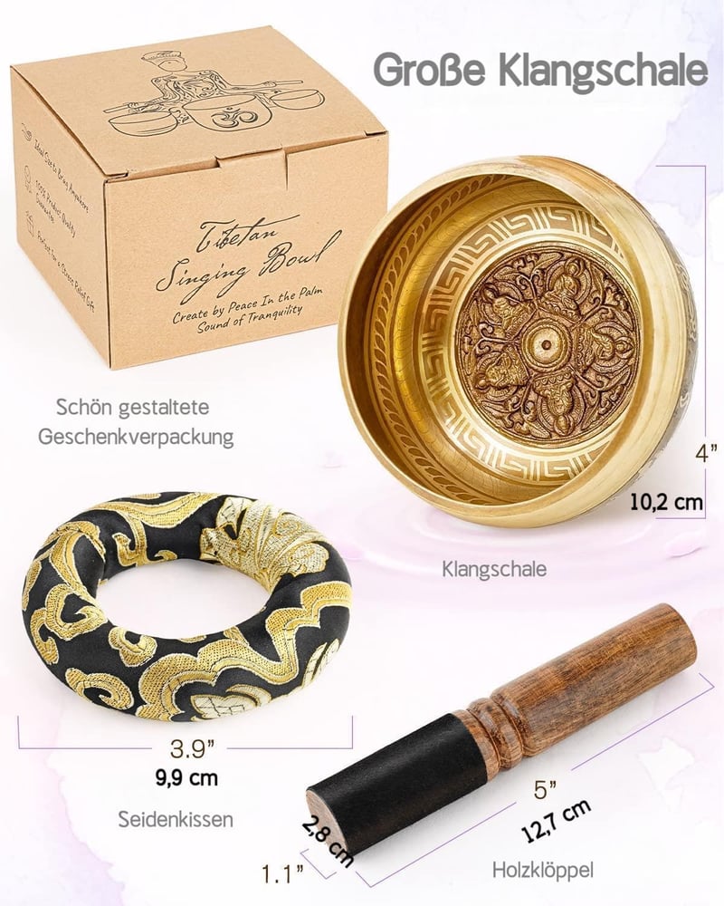 Hihealer Tibeti Hangtál Szett 12cm Bronz Kézműves Meditációs Tál Kalapáccsal Párnával Jóga Csakra Gyógyítás Ajándék Dobozzal
