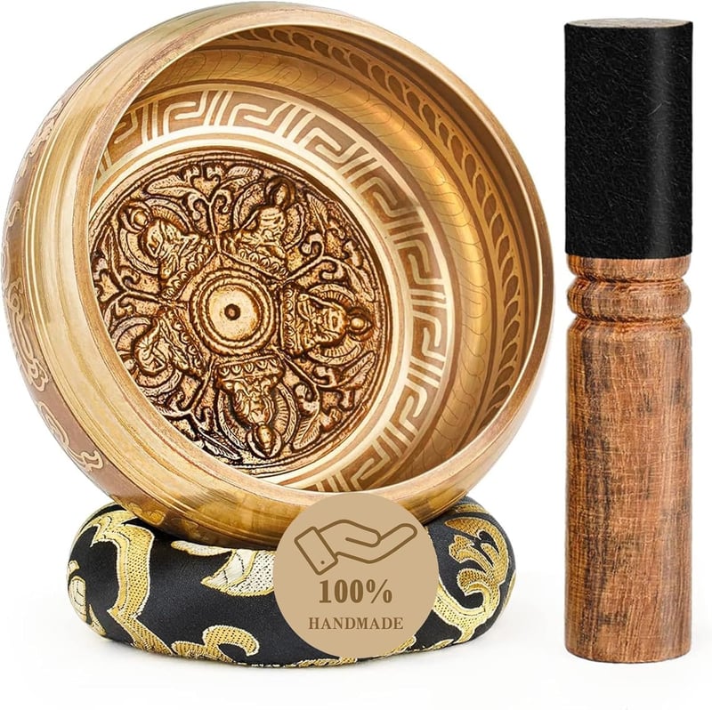 Hihealer Tibeti Hangtál Szett 12cm Bronz Kézműves Meditációs Tál Kalapáccsal Párnával Jóga Csakra Gyógyítás Ajándék Dobozzal